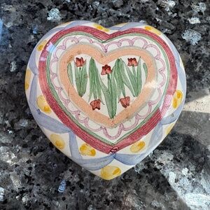 Rare Vintage MacKenzie Childs Heart Shaped Paperweight  Aalsmeer Retired Pattern